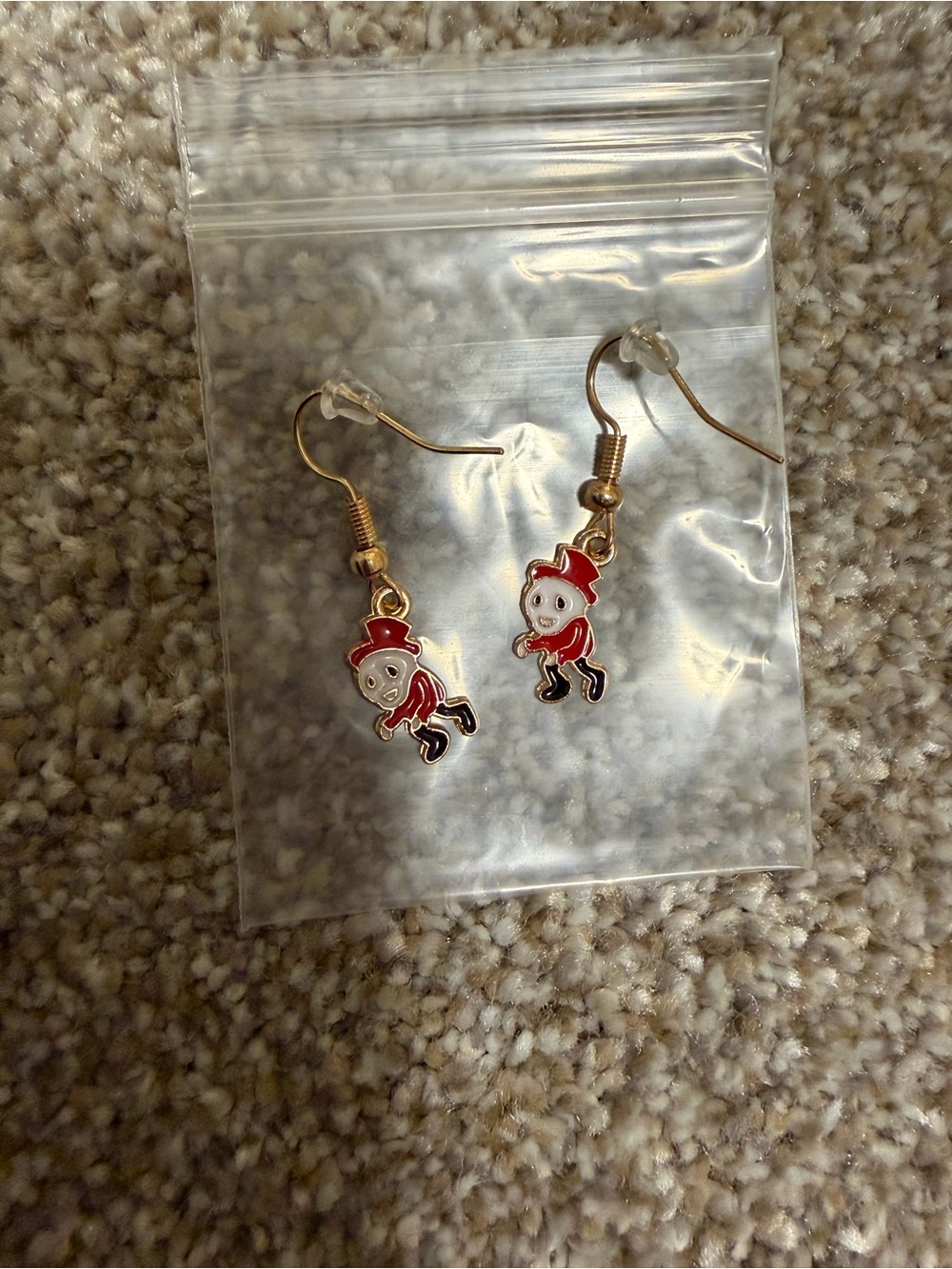 Red Character Dangle Earrings - Cute Enamel Figures